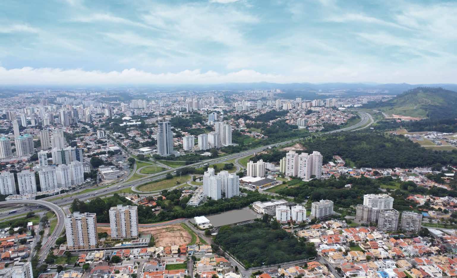 Foto aérea da região de Jundiaí onde está o Authoria by Tebas