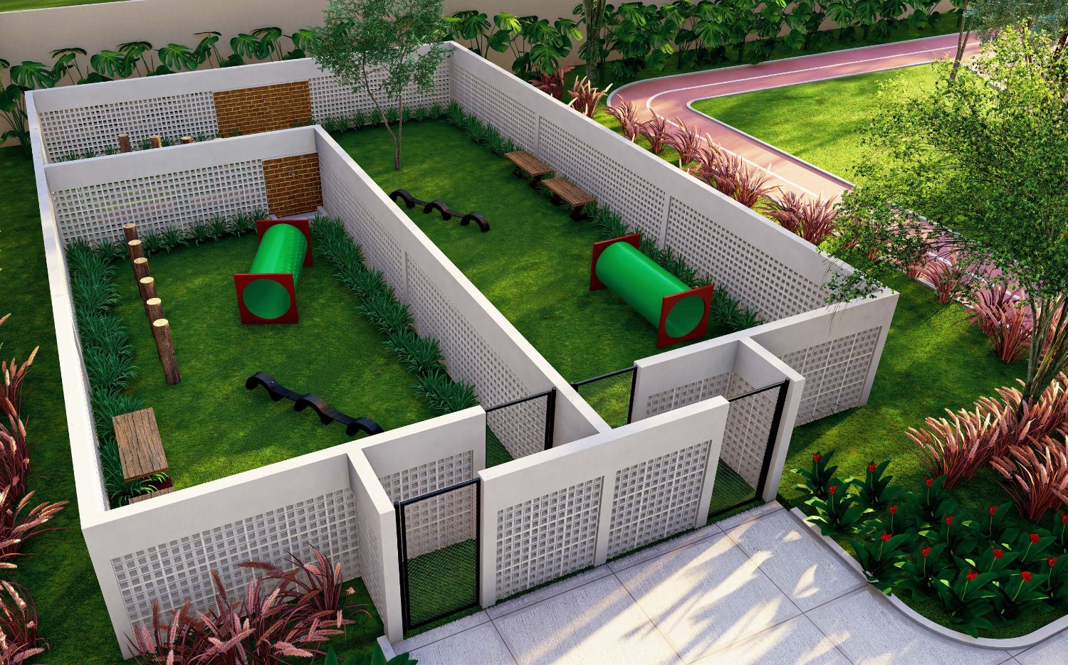 Perspectiva ilustrada do pet place