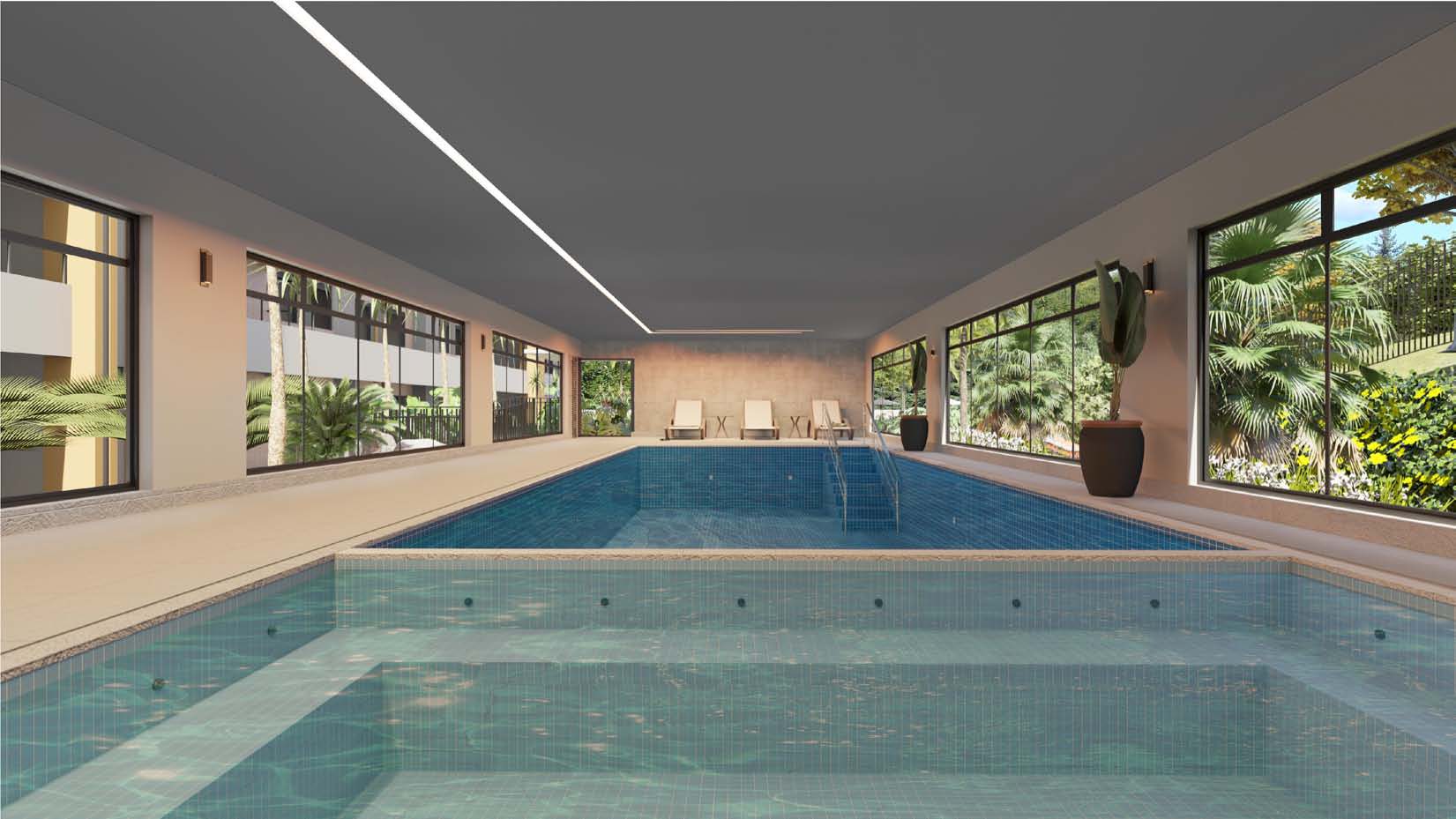 Piscina coberta com hidro do Odeon Residencial