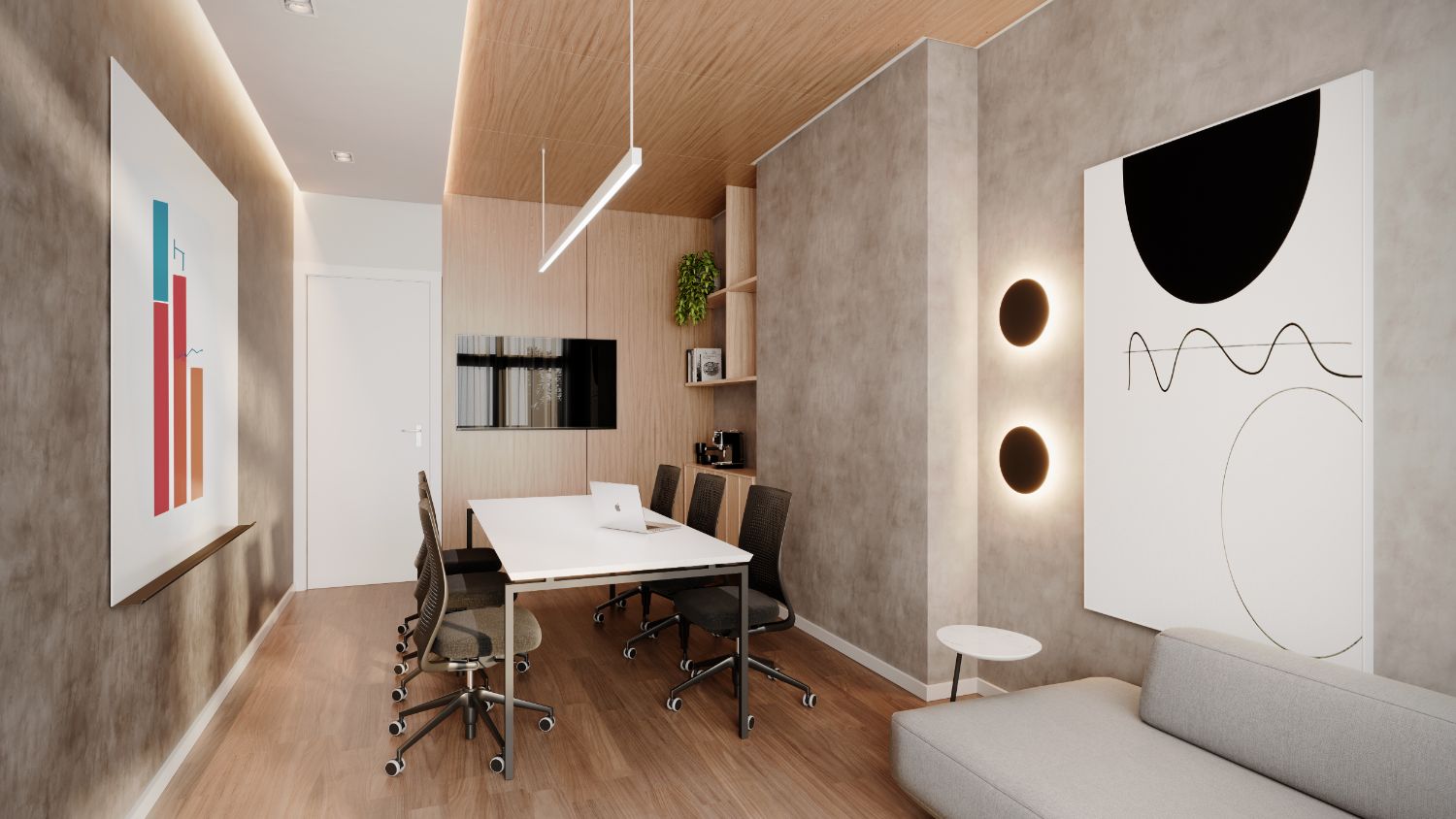 Perspectiva ilustrada do coworking