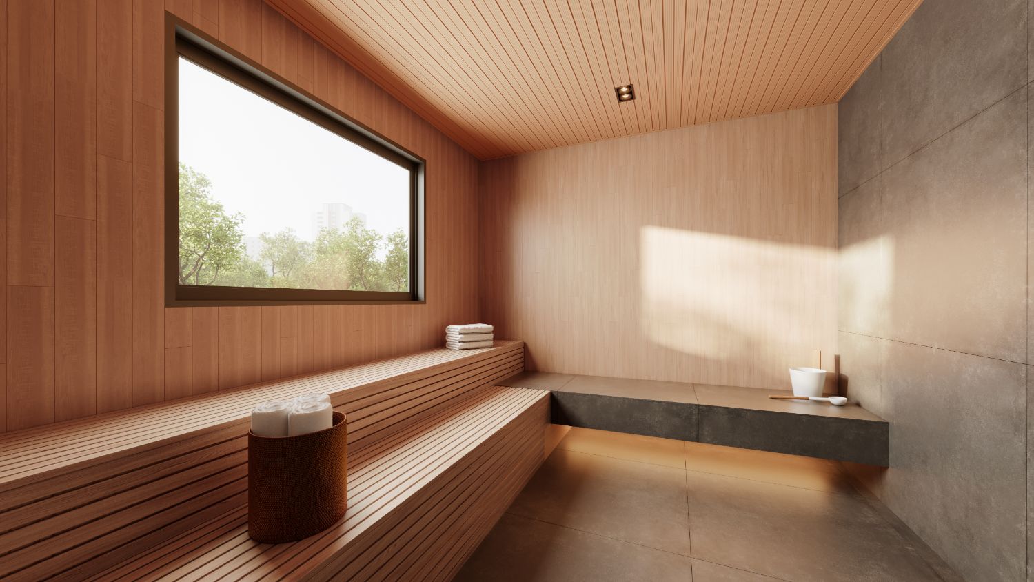 Perspectiva ilustrada da sauna