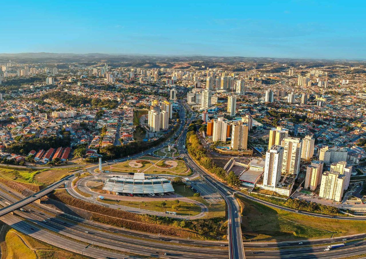 Vista aérea da cidade de Jundiaí, interior de São Paulo