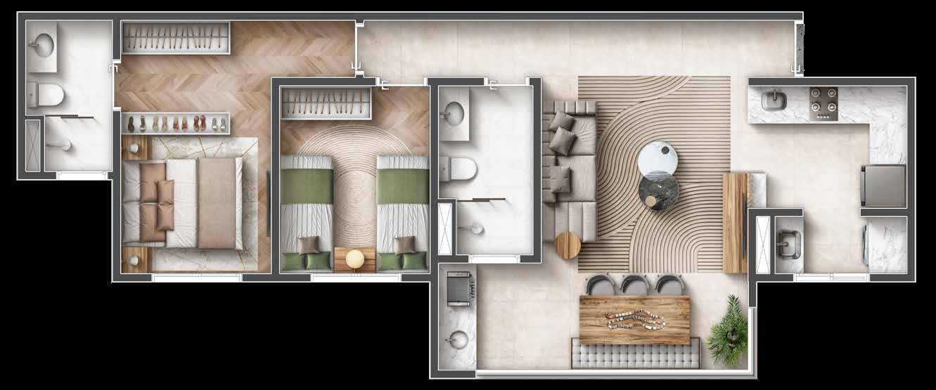 Planta de 2 dormitórios, 65,18m², Vivarte Grand Alamedas